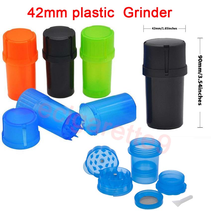 

New Plastic tobacco spice Grinder herb Grinder Crusher Smoking 42mm diameter 3parts Tobacco Smoking Accessories Free Shipping