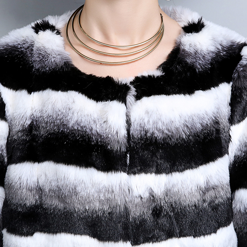 Nerazzurri Chinchilla Fur Coat Gradual Color Winter Warm Long Colorful Fluffy plus Size Faux Fur outwear 5xl 6xl High Quality