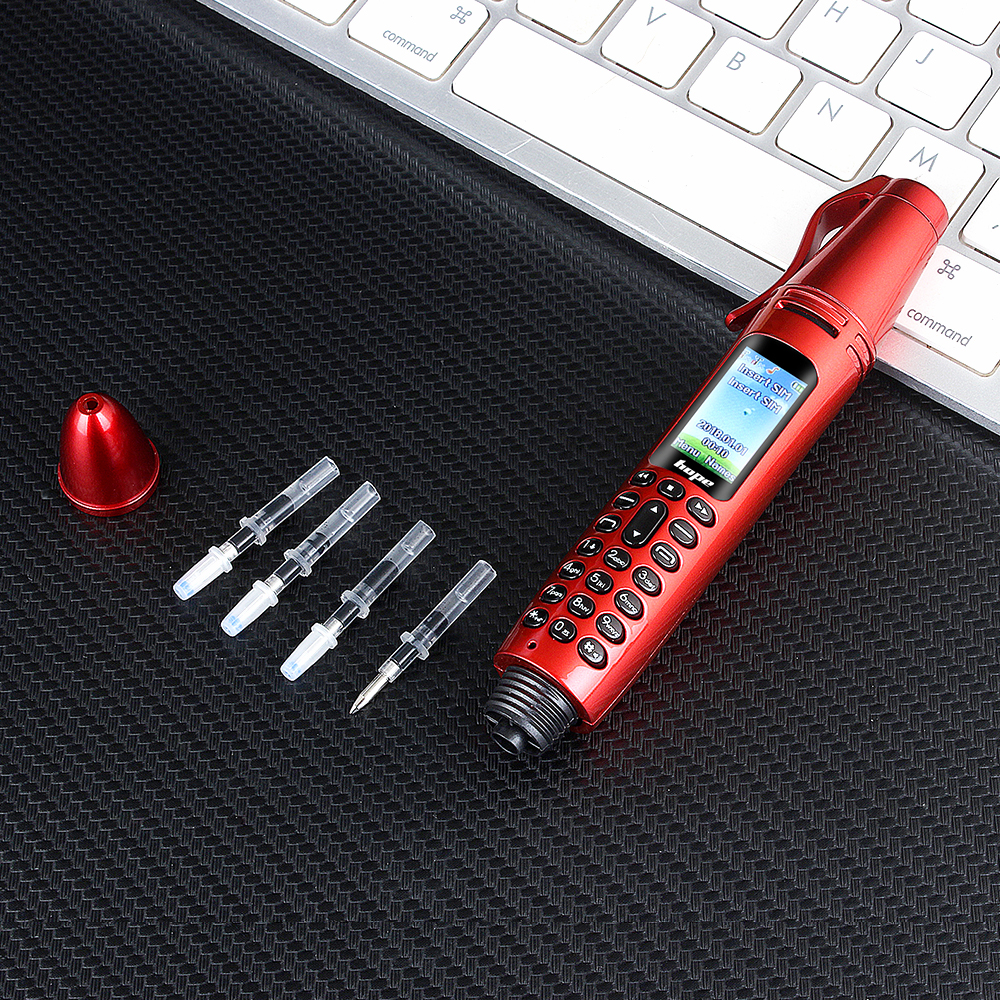 Unlocked 2G GSM Recording Pen Mini Cell phones 0.96" Tiny Screen Dual Sim Card Camera Torch Bluetooth Dialer Mobile CellPhone