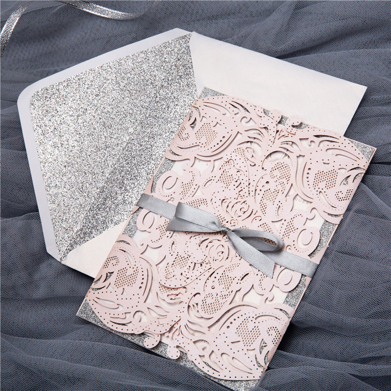 1PC European High-end Pink Wedding Invitation Card Laser Cut Floral Glittering Engagement Baptism Invitation Cards
1PC European High-end Pink Wedding Invitation Card Laser Cut Floral Glittering Engagement Baptism Invitation Cards