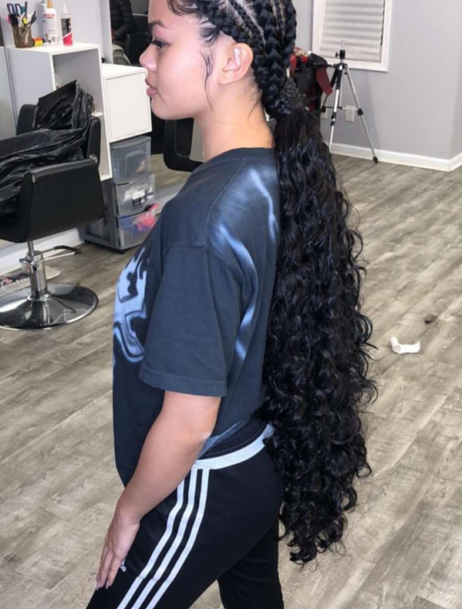 Grade 8A Brazilian virgin hair low ponytail extension young girl full cuticle aligned hair no chemcial fiber mixed 160g