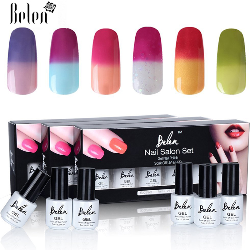 Belen 6pcs/set 7ml UV LED Temperature Colour Changing Nail Gel Polish Soak Off Chameleon Varnish Female Girl Gift Birthday Kit, C002
Belen 6pcs/set 7ml UV LED Temperature Colour Changing Nail Gel Polish Soak Off Chameleon Varnish Female Girl Gift Birthday Kit, C002