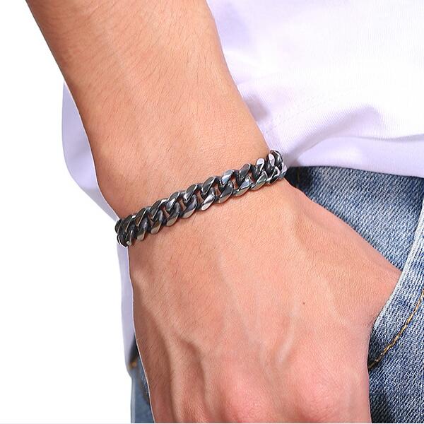 3mm-11mm Mens 14K Gold Plated Women Cuban Link Chains Stainless Steel Curb Bracelet Silver Black Color Wrist Bracelets Gift