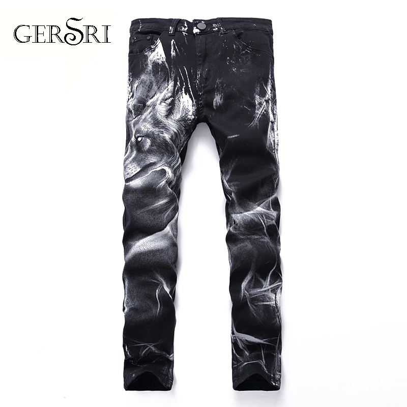 Gersri Night Club Mens 3D printing Jeans Black Wolf Pattern Printed Punk Slim Straight Cotton Casual Print Denim Pants Plus Size, 919
Gersri Night Club Mens 3D printing Jeans Black Wolf Pattern Printed Punk Slim Straight Cotton Casual Print Denim Pants Plus Size, 919