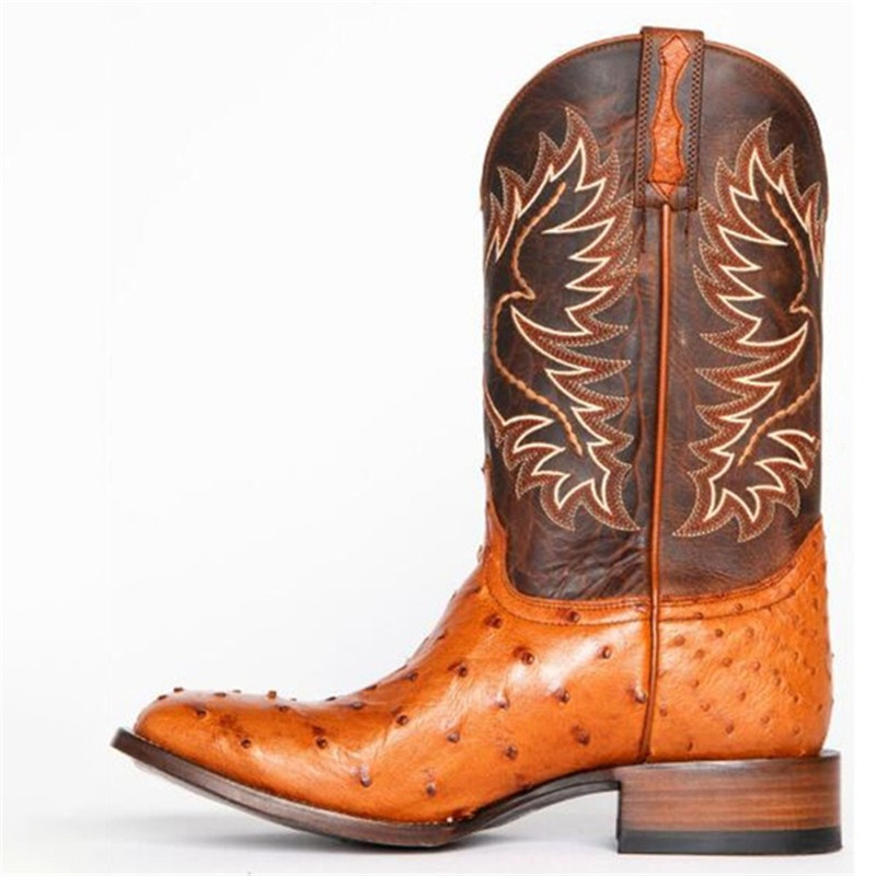 Classic Equestrian Motifs on Modern Leather Unisex Boots  Comfortable Square Heel Cowboy Shoes