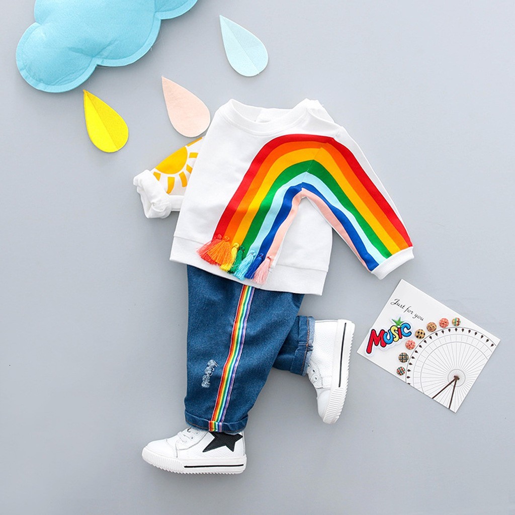 Clearance Free Shipping cut baby boys Newborn 2Pcs Toddler Kids Baby Boys Girls Rainbow Print T-shirt Tops Jeans Pants Outfits Set Z0201, White
Clearance Free Shipping cut baby boys Newborn 2Pcs Toddler Kids Baby Boys Girls Rainbow Print T-shirt Tops Jeans Pants Outfits Set Z0201, White
