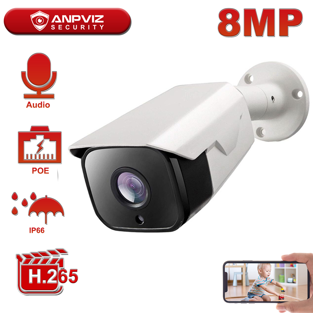 Compatible Anpviz 4K 8MP POE IP Camera Outdoor Waterproof Audio CCTV Bullet Camera Motion Detection ONVIF For PoE NVR
Compatible Anpviz 4K 8MP POE IP Camera Outdoor Waterproof Audio CCTV Bullet Camera Motion Detection ONVIF For PoE NVR