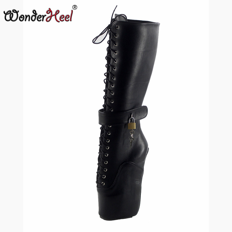 Wonderheel new ballet Knee High boots 18cm wedges heel matte leather fashion lace up sexy fetish lockable padlocks women boots, Silver matte
Wonderheel new ballet Knee High boots 18cm wedges heel matte leather fashion lace up sexy fetish lockable padlocks women boots, Silver matte