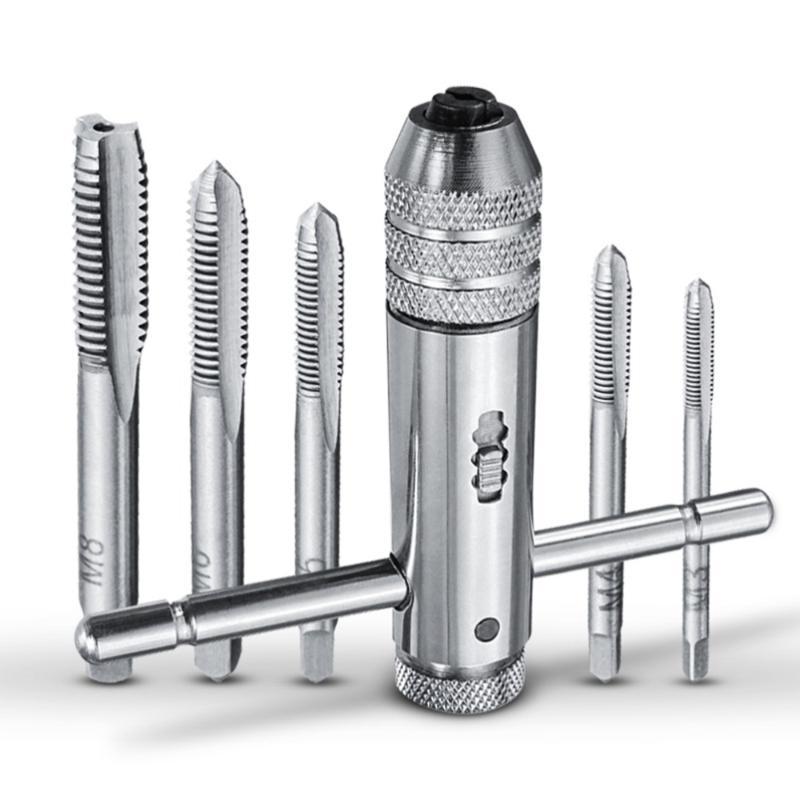 1Set Adjustable M3-M8 T-Handle Ratchet Tap Wrench Machinist Tool Reversion With 1PCS Screw Tap
1Set Adjustable M3-M8 T-Handle Ratchet Tap Wrench Machinist Tool Reversion With 1PCS Screw Tap