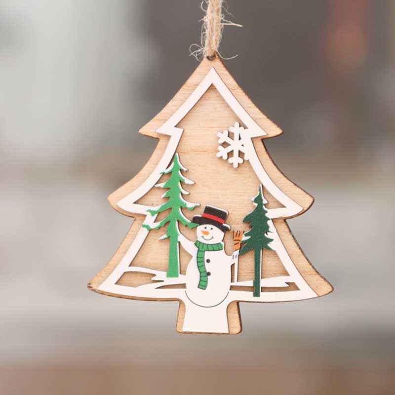 Wood Ornaments tree heart snowflake Jingle Bell Hangs Christmas Decorations Hotel Home decor
