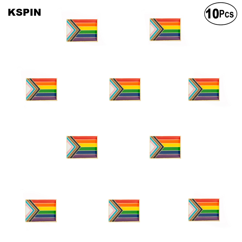 

Progress Pride Flag Brooches Lapel Pin Flag badge Brooch Pins Badges 10Pcs a Lot