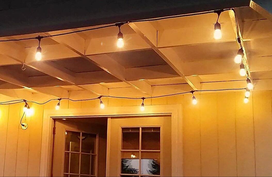 S14 E27 Commercial Grade Black Wire Cable Waterproof Vintage Style Party Globe Led Light Outdoor Festoon String Christmas Wedding