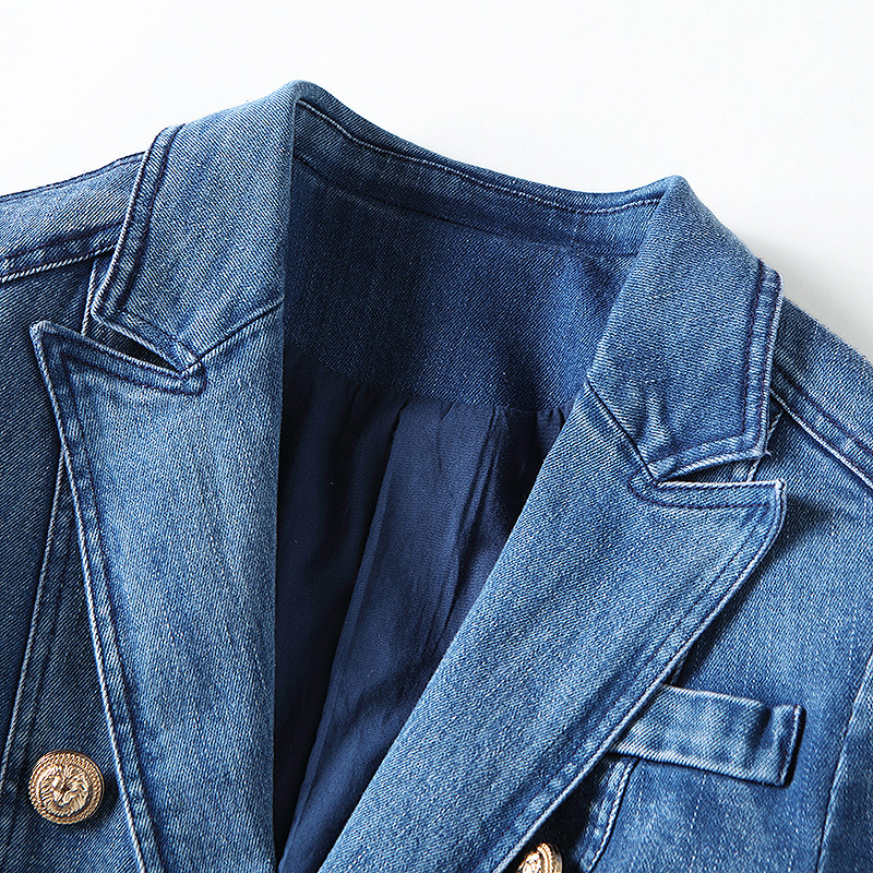 EXCELLENT QUALITY Stylish Career Blazer Jacket for Women Lion Buttons Denim Blazer CX200815