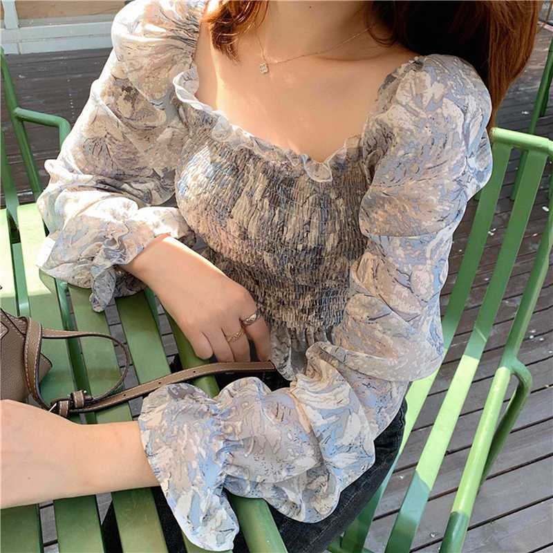 Korean Vintage Puff Long Sleeve Blouse Floral Print Ruffles Crop Tops blusas mujer Summer Autumn 2020 New plus size Shirts, Blue
Korean Vintage Puff Long Sleeve Blouse Floral Print Ruffles Crop Tops blusas mujer Summer Autumn 2020 New plus size Shirts, Blue