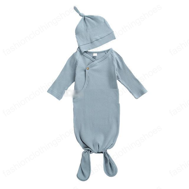 Sleeping Bags Newborn Baby Swaddle Blanket hat 2 pcs Wrap INS Toddler Cartoon Sleeping Sacks Photography Prop pit knitted solid Infant Sleeping Bag
