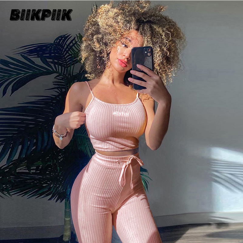 BIIKPIIK Skinny Letter Embroidery Camisole And Loose Drawstring Women' Pants Matching Sets Workout Two Piece Set For Women, Pink
BIIKPIIK Skinny Letter Embroidery Camisole And Loose Drawstring Women' Pants Matching Sets Workout Two Piece Set For Women, Pink