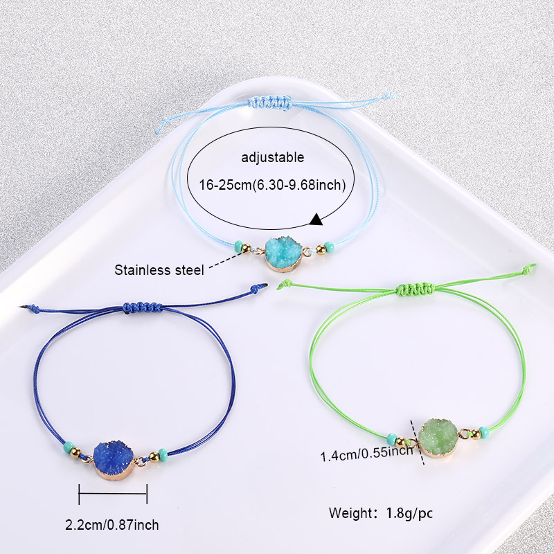 Fashion Druzy Resin Stone Bracelet Make a Wish Card Wax Rope Braided Bracelets Womens Korean Jewelry Gift