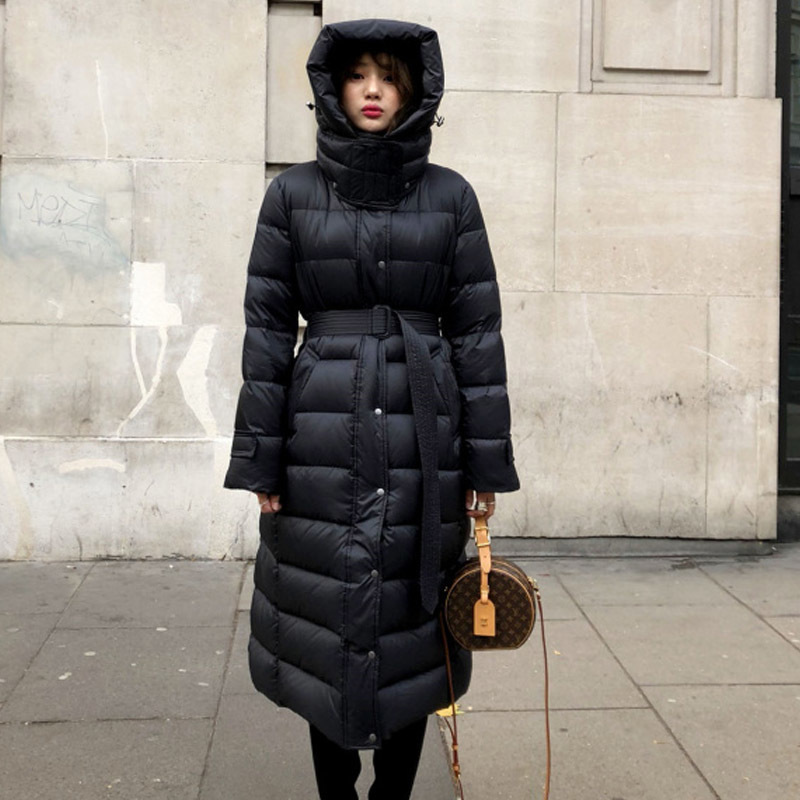 Long Women Winter Down Jacket 2020 90% White Duck Down Coat Thick Warm Casual Hooded Slim Snow Outerwear Female Parka Waterproof T200811