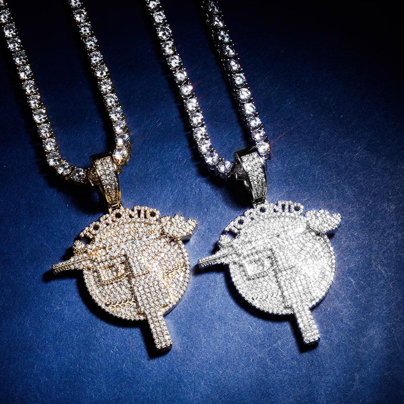 Hip Hop Pendant Necklace Iced Out CZ Toronto Gun Round Pendant Men Women Gold Silver Color 4mm Tennis Chain Necklace Jewelry
Hip Hop Pendant Necklace Iced Out CZ Toronto Gun Round Pendant Men Women Gold Silver Color 4mm Tennis Chain Necklace Jewelry
