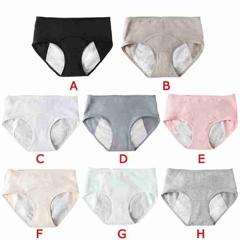 Mid Waist Period Briefs Lingerie Women Ladies Soft Menstrual Cotton Physiological Panties Proof Pants Underwear Leak J0A8