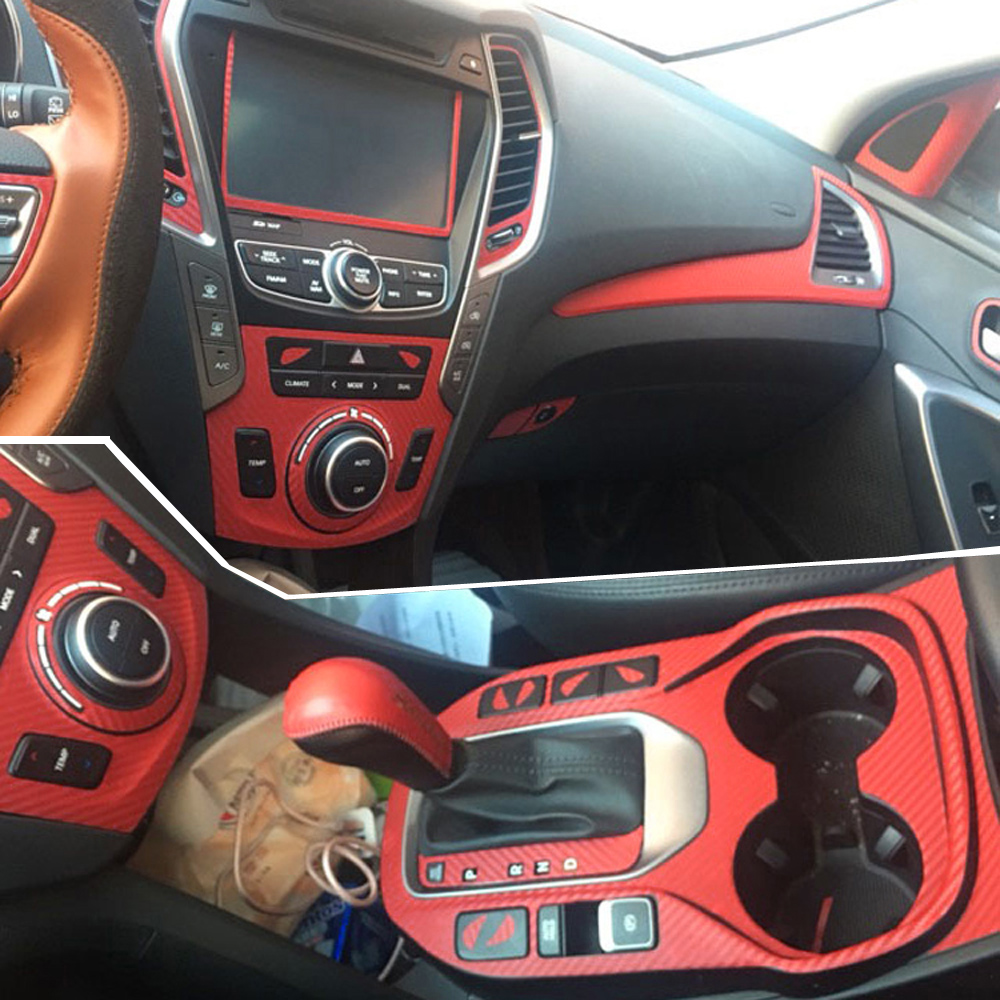 For Hyundai SantaFe IX45 2013-17 Interior Central Control Panel Door Handle 5D Carbon Fiber Stickers Decals Car styling Accessorie