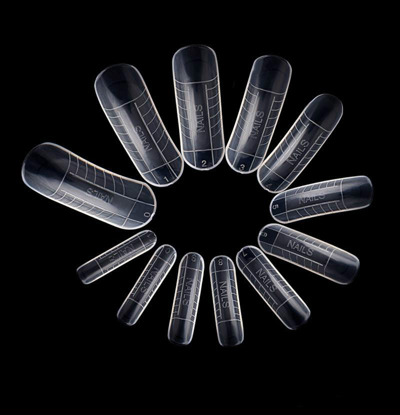 240pcs/set False Nail Tips Clear Cover Acrylic Nail Mold Nail Art Tools False Nails With Scale Tool Crystal Extension Unas Falsas Kunstliche Nagel