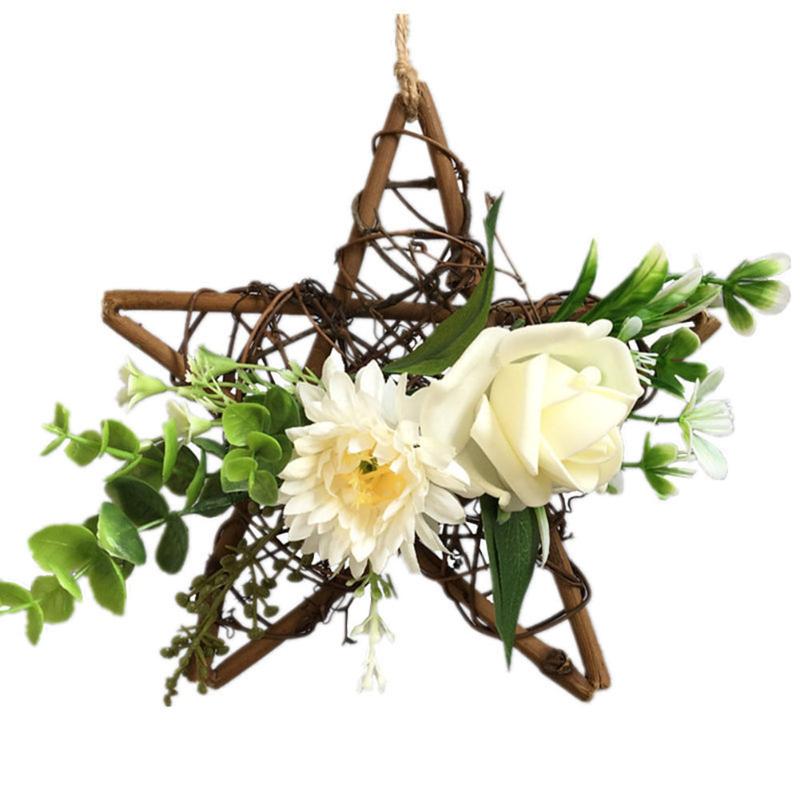 Rattan Hoop Pendant Five-pointed Star Artificial Flower Wreath Delicate Wall Window Wedding Home Garden Hanging Pendant Decor, White
Rattan Hoop Pendant Five-pointed Star Artificial Flower Wreath Delicate Wall Window Wedding Home Garden Hanging Pendant Decor, White