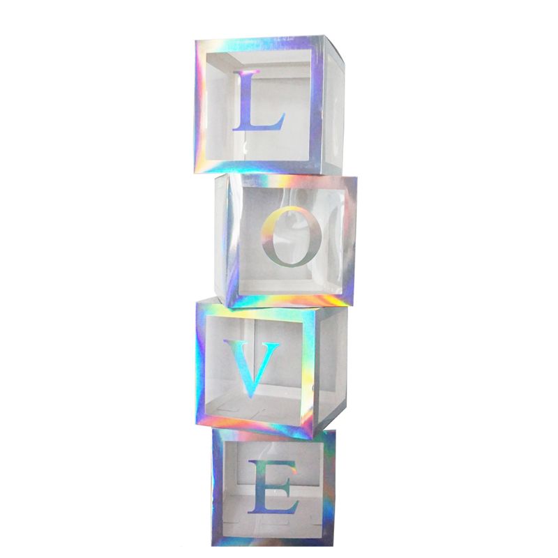 Gift Wrap DIY Transparent Box Latex Balloon BABY LOVE Block For Shower Wedding Decor 667B