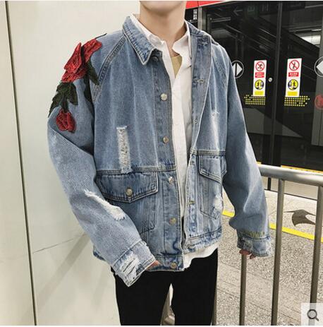 Denim jacket men's spring fashion vintage embroidery with a baggy denim jacket coat, Blue
Denim jacket men's spring fashion vintage embroidery with a baggy denim jacket coat, Blue