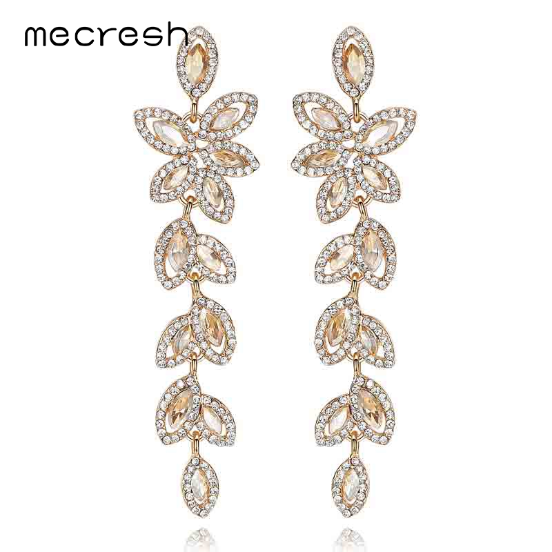Mecresh Champagne Crystal Bridal Earrings for Women Vivid Leaves Party Long Brincos Wedding Jewelry Christmas Gift EH282
Mecresh Champagne Crystal Bridal Earrings for Women Vivid Leaves Party Long Brincos Wedding Jewelry Christmas Gift EH282