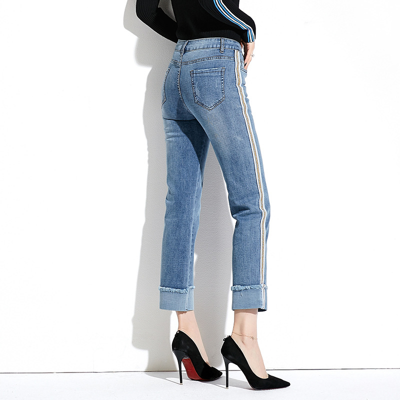 98% Cotton Women Straight Jeans 2020 Side Striped High Waist light Blue Ankle Length Denim Pants Boyfriend Jeans For Women, 88520
98% Cotton Women Straight Jeans 2020 Side Striped High Waist light Blue Ankle Length Denim Pants Boyfriend Jeans For Women, 88520