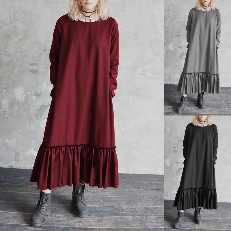 Vintage Maxi Vestidos Robe Women' Long Shirt Dress Celmia 2020 Autumn Long Sleeve O-neck Casual Loose Ruffles Party Dresses 5XL, Black
Vintage Maxi Vestidos Robe Women' Long Shirt Dress Celmia 2020 Autumn Long Sleeve O-neck Casual Loose Ruffles Party Dresses 5XL, Black
