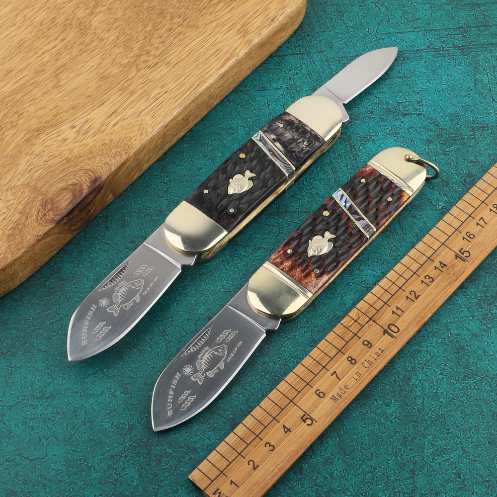 Small Halibut Multifunctional Folding Knife 1.4116 German Steel Brass + Antler Handle Outdoor Camping Hunting Fishing EDC Fruit
Small Halibut Multifunctional Folding Knife 1.4116 German Steel Brass + Antler Handle Outdoor Camping Hunting Fishing EDC Fruit