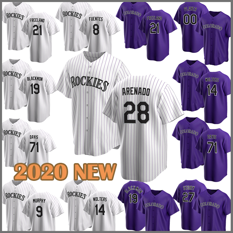 

2020 new Baseball Jersey Rockies 28 Nolan Arenado 19 Charlie Blackmon 27 Trevor Story 21 Kyle Freeland 14 Tony Wolters 24 Ryan McMahon Davis, 2020 custom (luoji