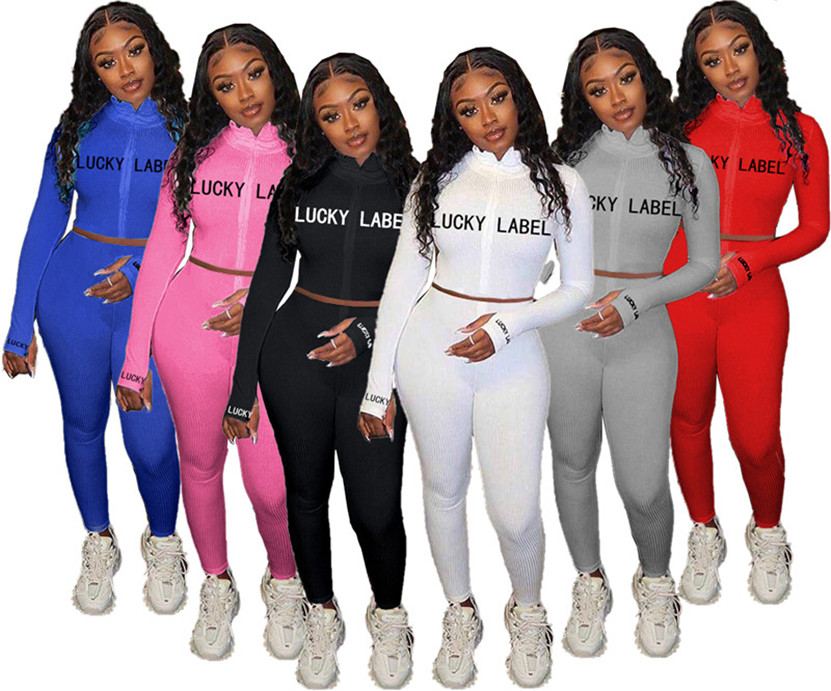 New Plus size 3X fall winter women outfits long sleeve tracksuits jacket crop top pants sports letter two piece set casual jogging suit 3715