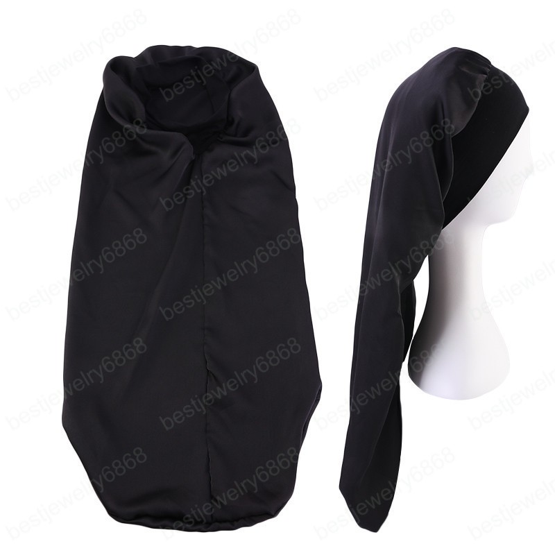 New Women Wide Band Satin Bonnet Sleep Night Cap Silk Long Tube Beauty Ladies Hair Care Caps Hair Protector