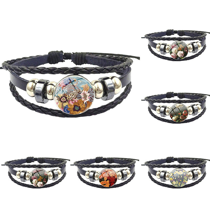 Multicolor Flower For Women Choker Glass Cabochon Black Leather Bracelet Bangle Time Stone Jewelry
Multicolor Flower For Women Choker Glass Cabochon Black Leather Bracelet Bangle Time Stone Jewelry