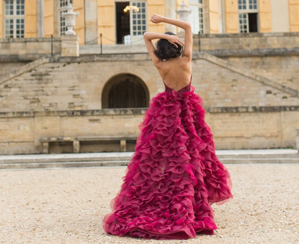 2020 Hi-lo Evening Dresses Sexy Backless Halter Beads Sequins Ruched Tiered Tulle Prom Dress Custom Made Formal Sweep Train Evening Gown