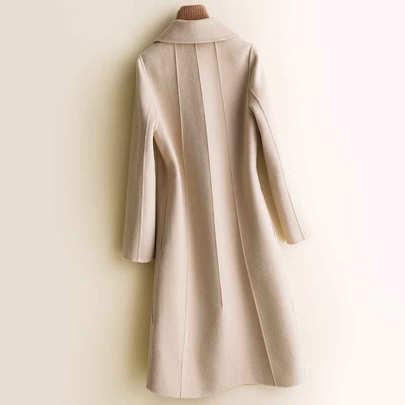 Korean Solid Women's Double-sided Coat 2020 New Autumn Winter Warm Wool Overcoat Female Long Suit Collar Woolen Jacket