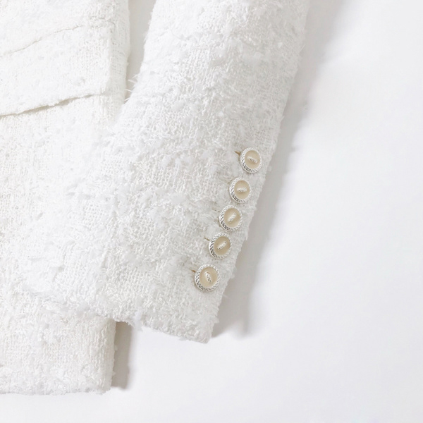 Spring autumn new womens turn down collar solid color double breasted tweed woolen loose coat blazer long casacos SMLXL