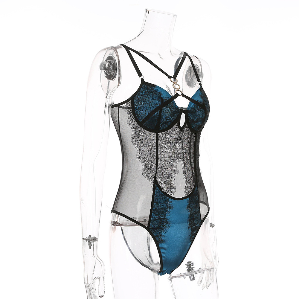 Fashion Women Floral Lace Garter Lingerie Set Mesh Stitching Three-ring Buckle Steel Ring Sexy Underwear Bottoming Top Bodysuit Size -L, Blue
Fashion Women Floral Lace Garter Lingerie Set Mesh Stitching Three-ring Buckle Steel Ring Sexy Underwear Bottoming Top Bodysuit Size -L, Blue