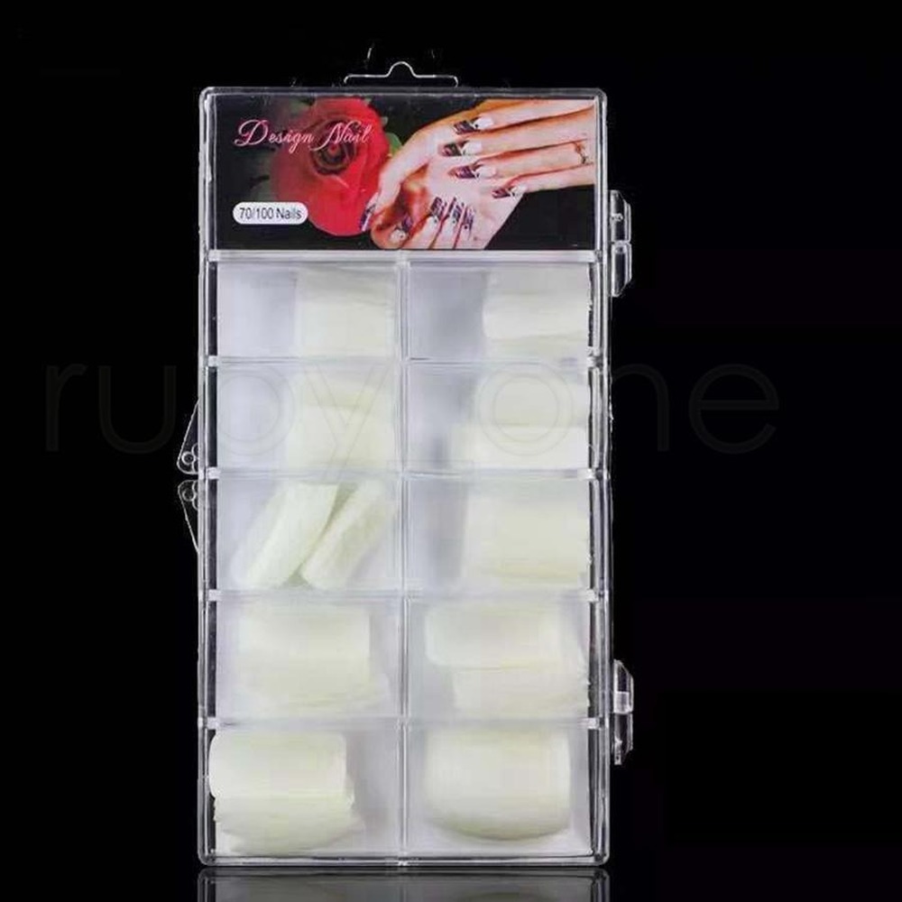 100pcs Natural Transparent French False Nails Acrylic UV Gel Manicure Artificial Fake Nail Art Tips Finger Extension Transparent False Nails