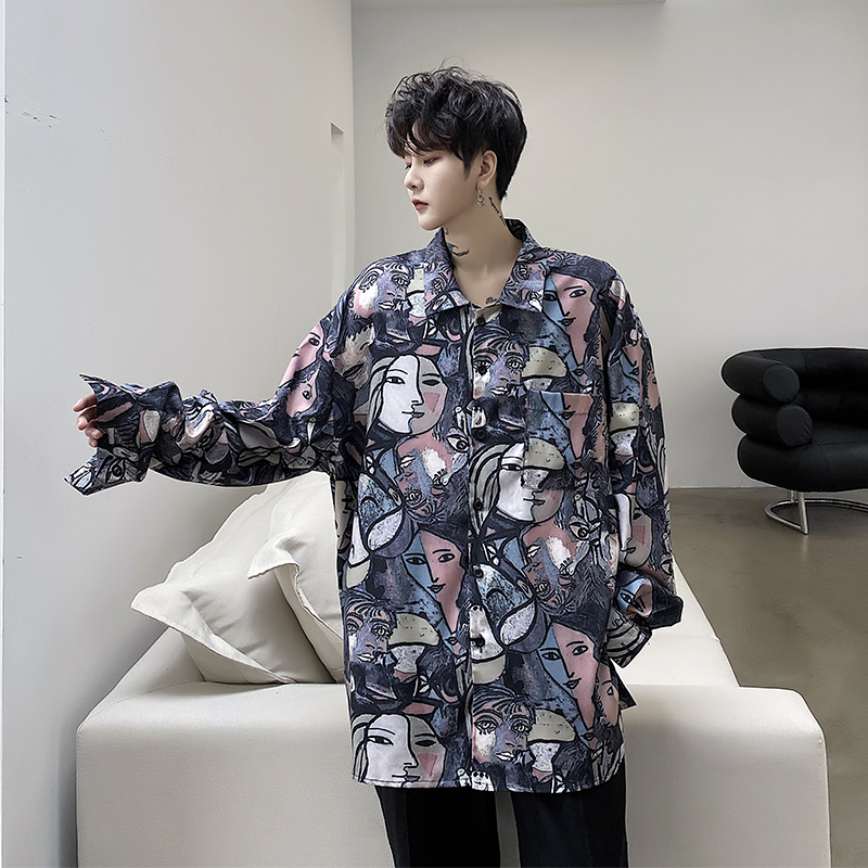 Male Streetwear Hip Hop Vintage Loose Dress Shirts Men Fashion Print Casual Long Sleeve Shirt, H1070
Male Streetwear Hip Hop Vintage Loose Dress Shirts Men Fashion Print Casual Long Sleeve Shirt, H1070