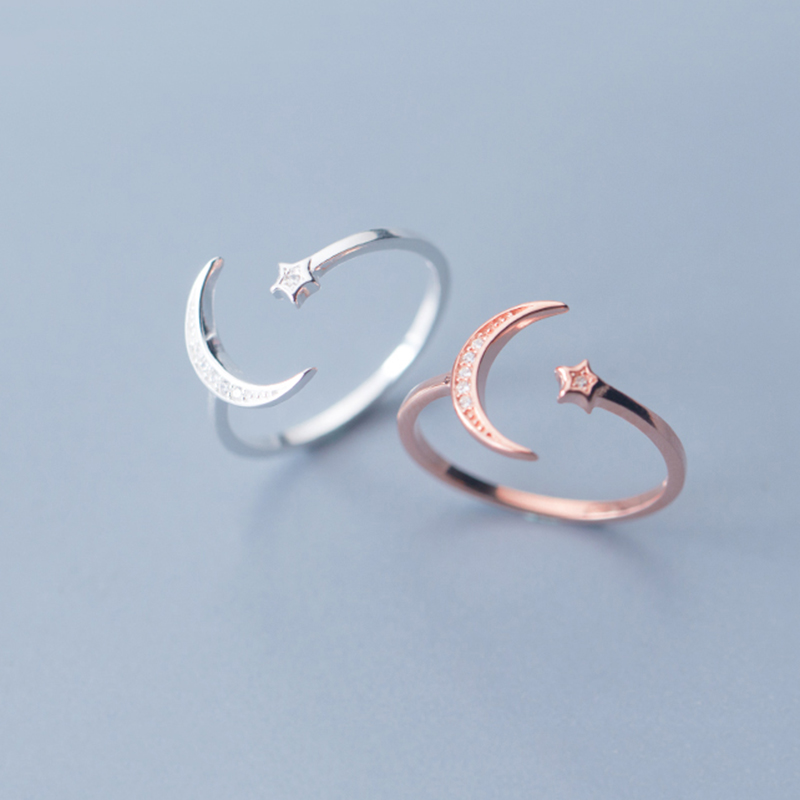 Cluster Rings 925 Sterling Silver Adjustable Women Rhinestone Moon Star CZ Wedding For Girls Party Jewelry 2021
Cluster Rings 925 Sterling Silver Adjustable Women Rhinestone Moon Star CZ Wedding For Girls Party Jewelry 2021