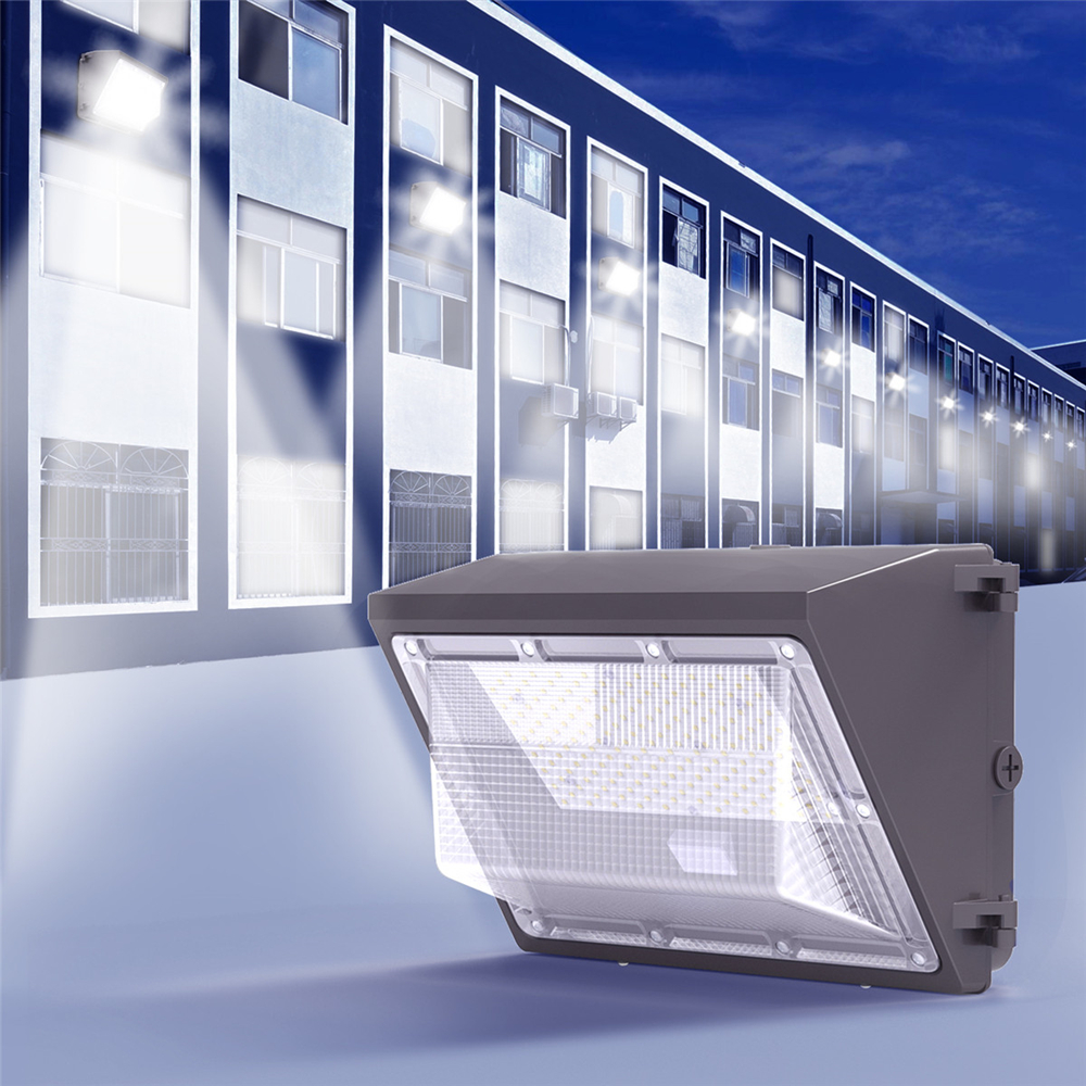 120W LED WallPack Lamp with Dusk-to-Dawn Photocell 5000K Daylight Outdoor Security Lighting Commercial and Industrial LED Wall Light for Garages Wareh