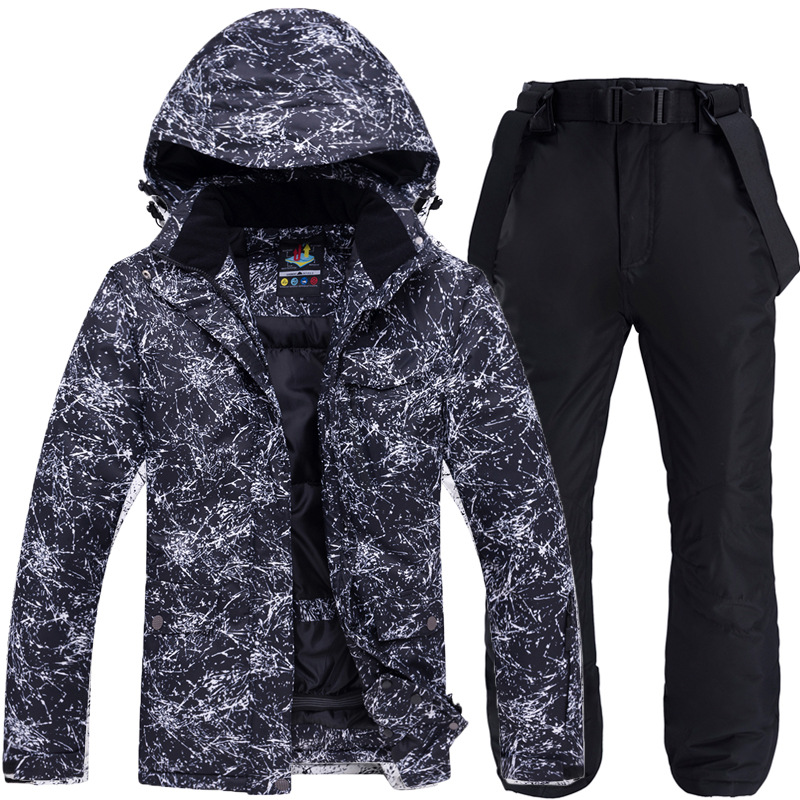 Ski suit men's suit veneer double-board ski underwear windproof waterproof warm thickening, Black
Ski suit men's suit veneer double-board ski underwear windproof waterproof warm thickening, Black