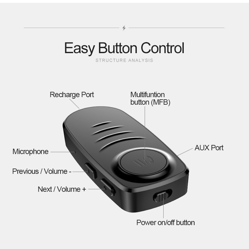Bluetooth Car Kit 35mm Jack AUX 50 Stereo o Music Receiver Wireless Adapter For TV PC Headphone