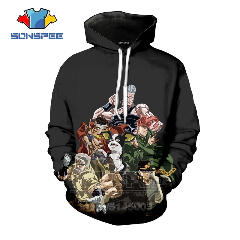 Anime Bizarre Adventure Hoodies Men Women JoJo Sweatshirt 3D Print Fashion Long Sleeve Hip Hop Top O Neck Pullover C045-14 MX200812