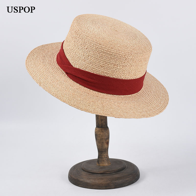 USPOP new natural raffia sun hats summer straw hats solid color bow ribbon flat beach, Black
USPOP new natural raffia sun hats summer straw hats solid color bow ribbon flat beach, Black