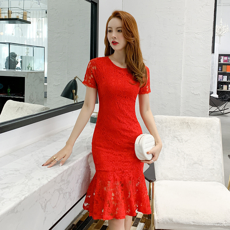 Summer Women O Neck Short Sleeve Elegant Party Dresses Sexy Office Chic Dresses High-end Vintage Lace Mermaid Dress Vestidos, Black
Summer Women O Neck Short Sleeve Elegant Party Dresses Sexy Office Chic Dresses High-end Vintage Lace Mermaid Dress Vestidos, Black